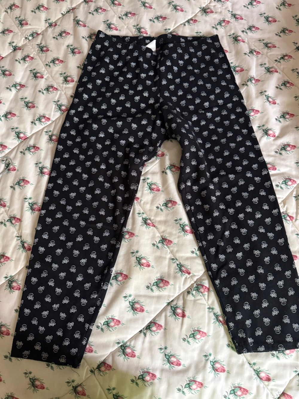 Joe Benbasset Black Leggings with White Floral Print